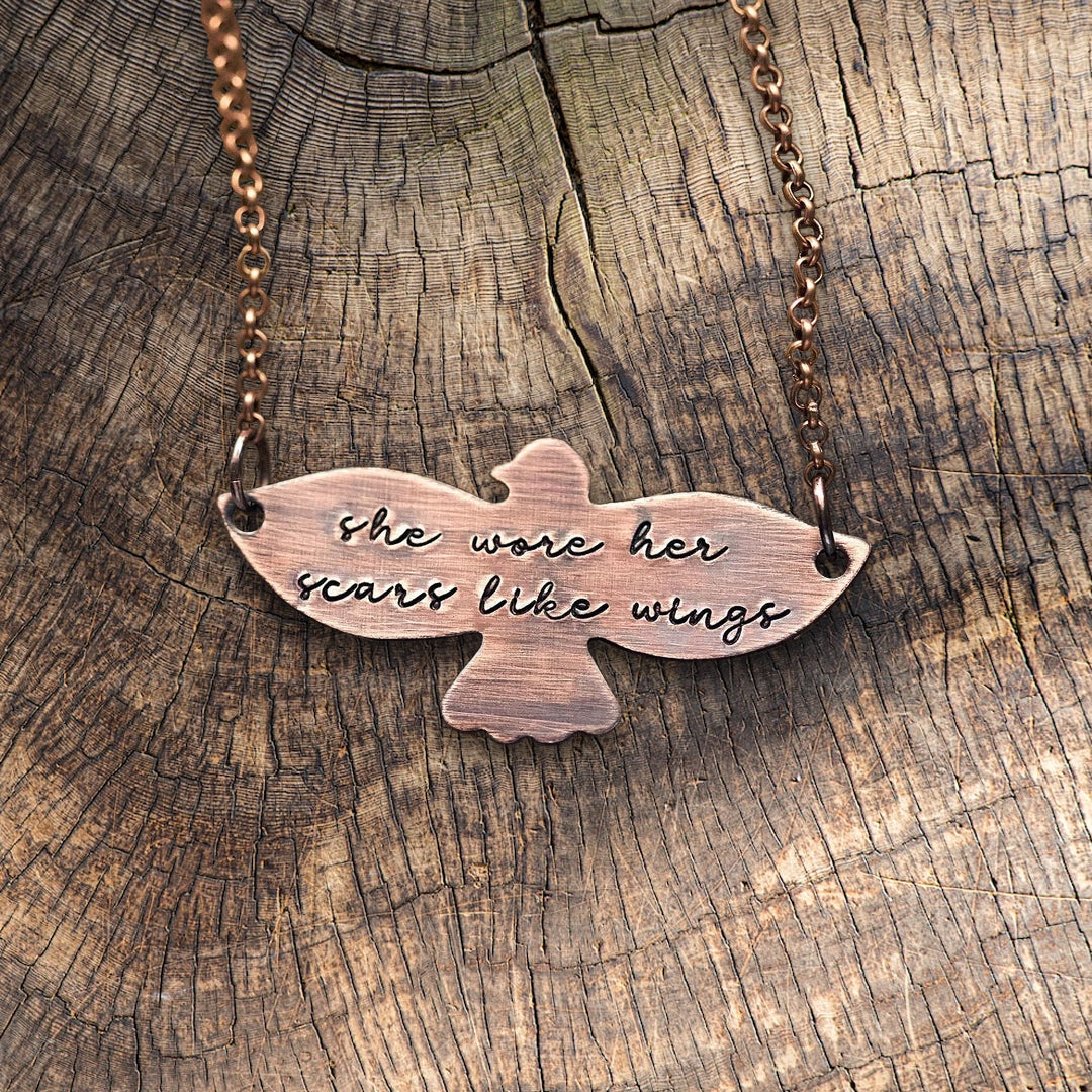 She Wore Her Scars Like A Wings Necklace