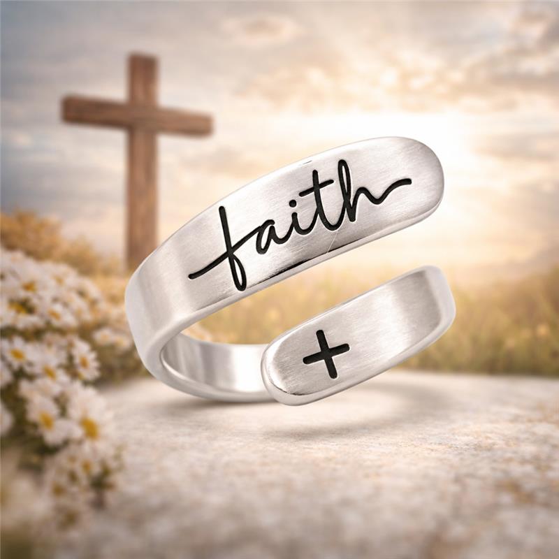 Faith Cross Adjustable Ring
