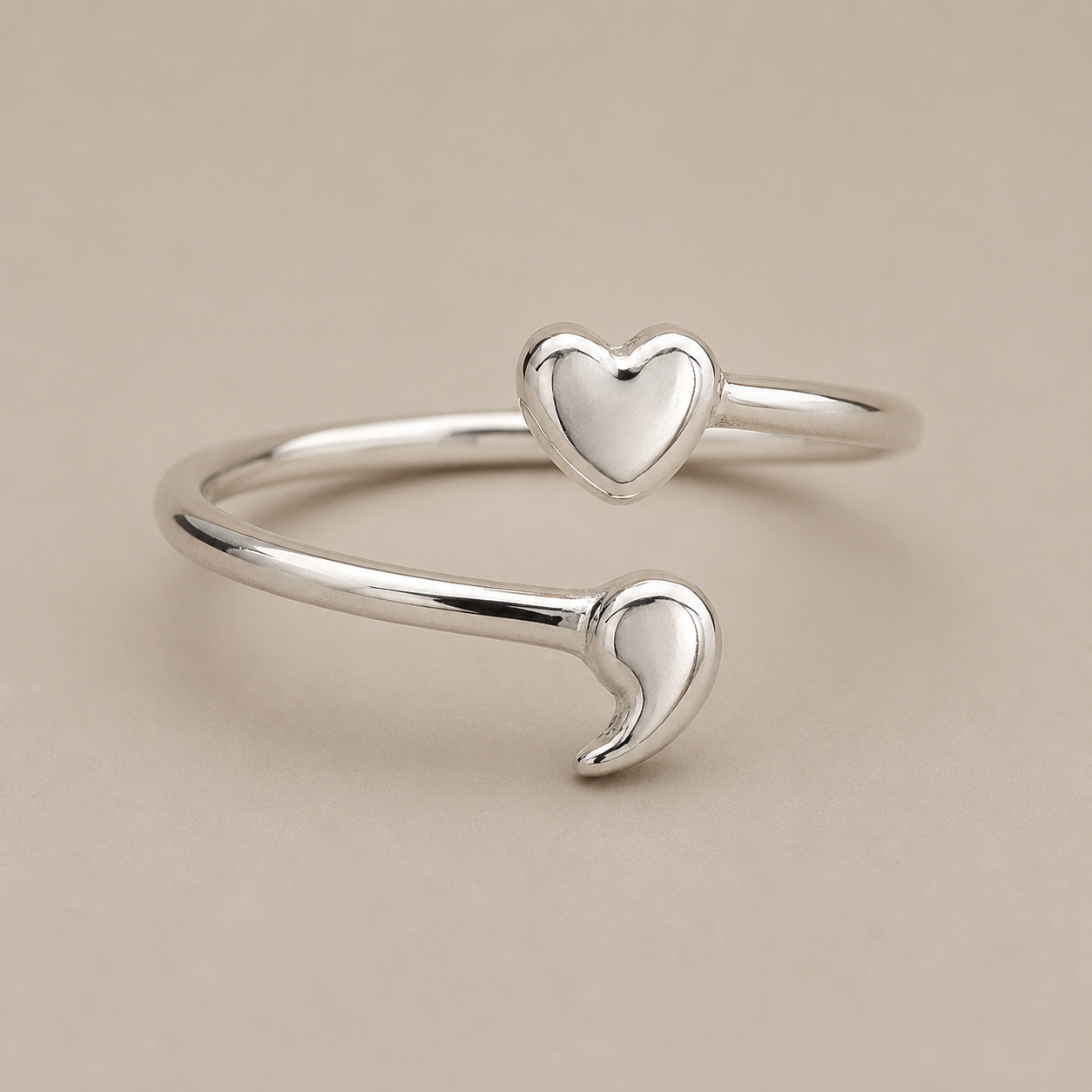 Semicolon Heart Ring