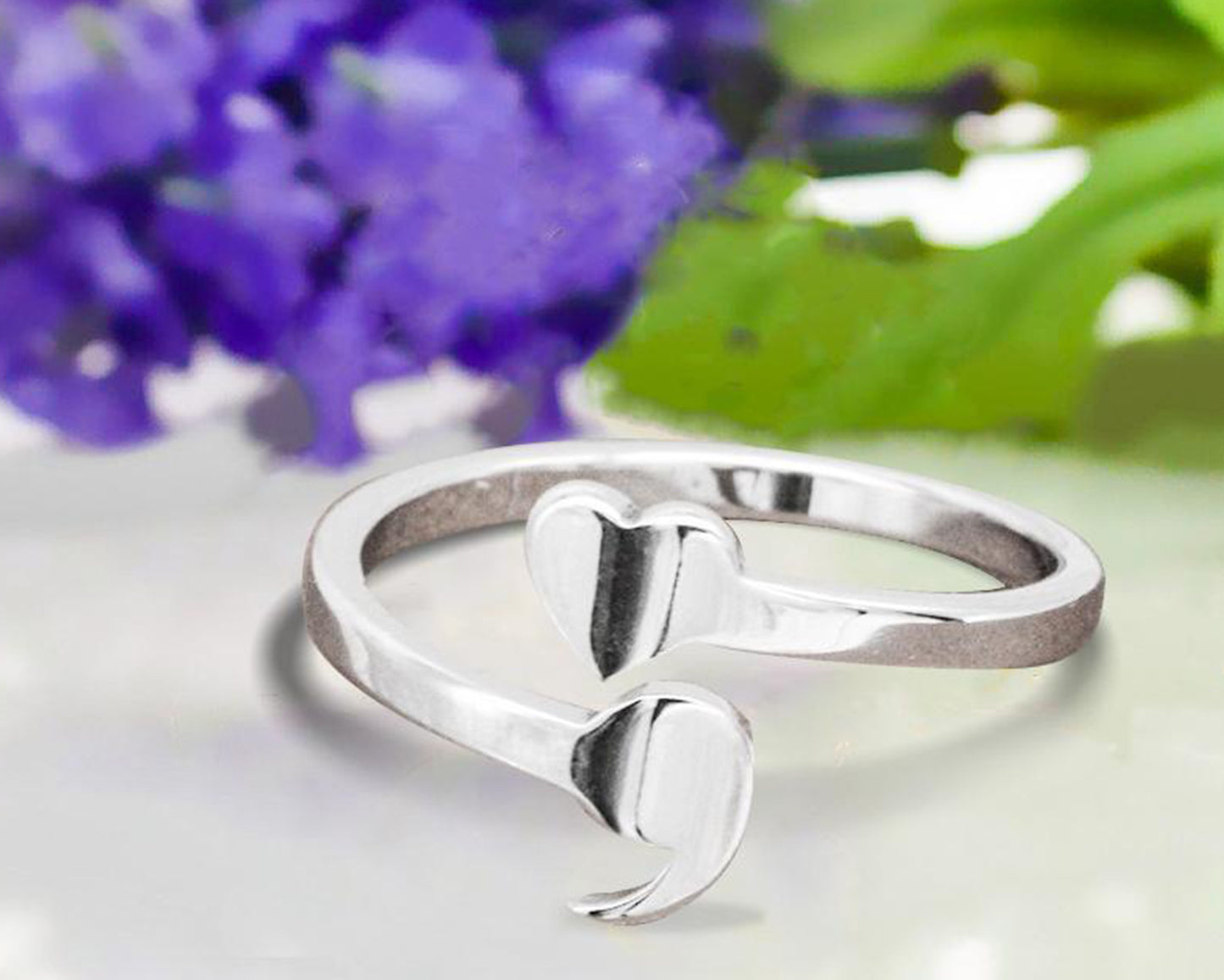 Semicolon Heart Ring