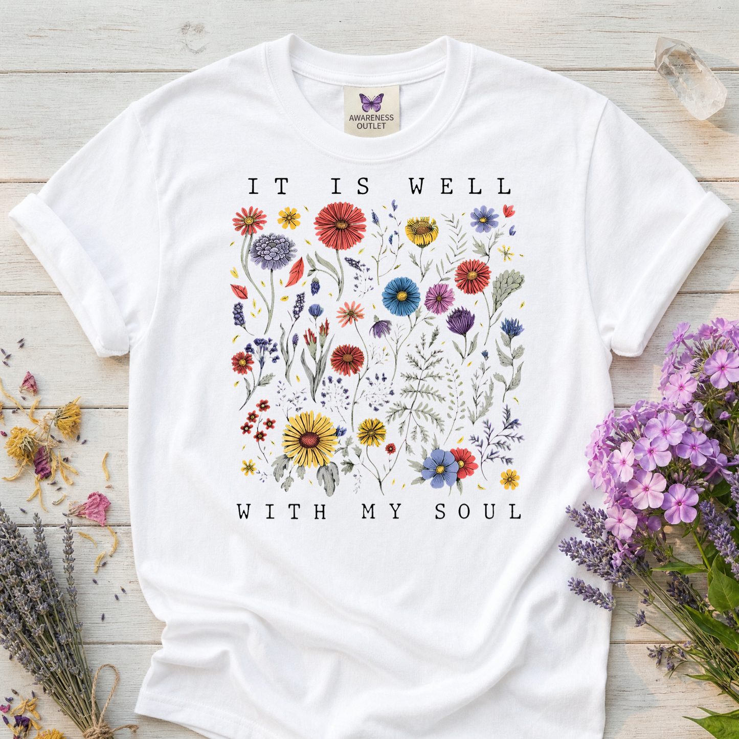 It Is Well With My Soul Flower Tee