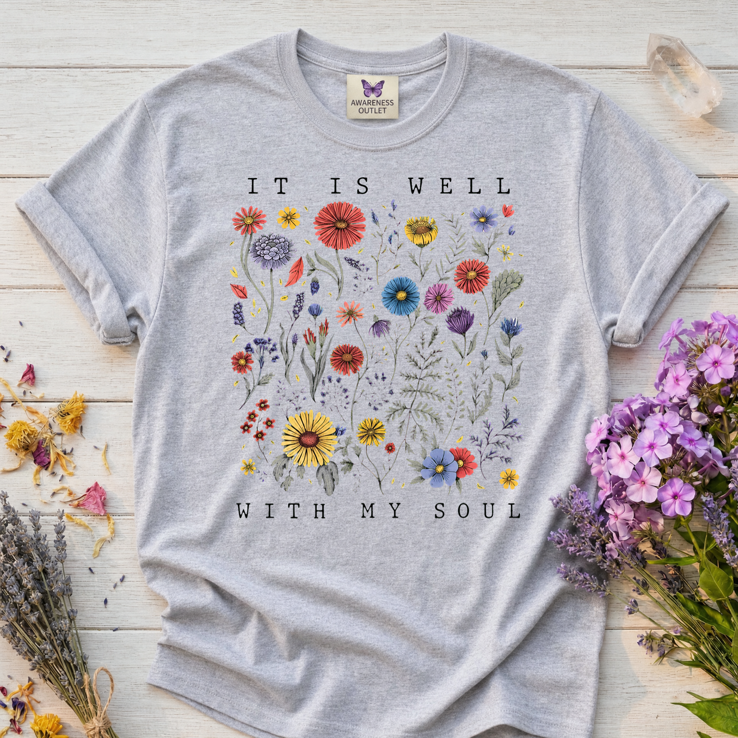 It Is Well With My Soul Flower Tee