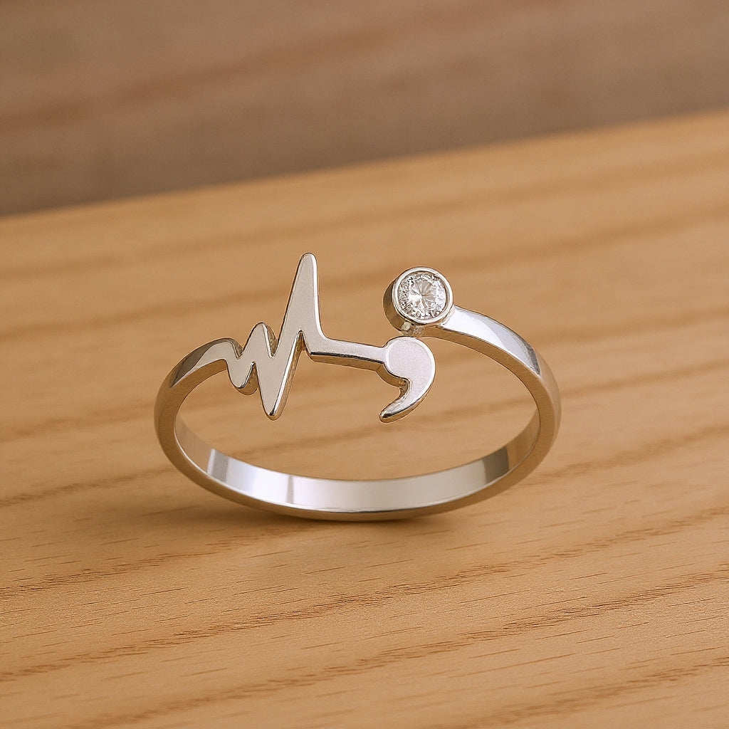 Semicolon Heartbeat Ring
