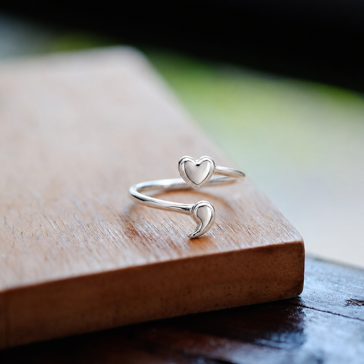 Semicolon Heart Ring